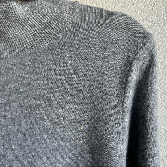 Bartolini Turtleneck Sweater Wool Cashmere Rhinestone Sparkle Holiday Gray L NWT - Picture 9 of 12